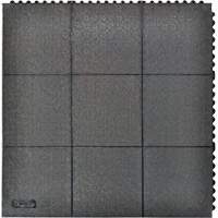 Tapis antifatigue &agrave; imbrication Cushion-Ease, Rugueux, 3' x 3' x 3/4", Noir, Caoutchouc naturel Superchem Industries