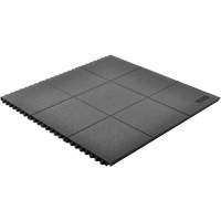 Tapis antifatigue &agrave; imbrication Cushion-Ease, Rugueux, 3' x 3' x 3/4", Noir, Caoutchouc naturel Superchem Industries