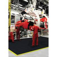 Tapis antifatigue &agrave; imbrication Cushion-Ease, Rugueux, 3' x 3' x 3/4", Noir, Caoutchouc naturel Superchem Industries