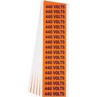 "440 Volts" Conduit & Voltage Labels, 1/2" x 2-1/4", Cloth/Vinyl, English Superchem Industries
