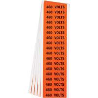 "460 Volts" Conduit & Voltage Labels, 1/2" x 2-1/4", Cloth/Vinyl, English Superchem Industries
