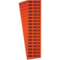 "480 Volts" Conduit & Voltage Labels, 1/2" x 2-1/4", Cloth/Vinyl, English Superchem Industries