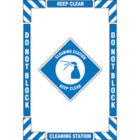 Trousse de marquage du sol ?Cleaning Station? (poste de nettoyage), Adh&eacute;sif, Anglais avec pictogramme Superchem Industries