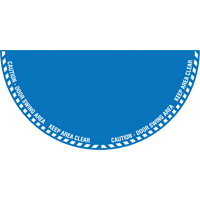 Signalisation au sol ?Caution? (attention) pour porte battante en demi-cercle, Adh&eacute;sif, Anglais avec pictogramme Superchem Industries