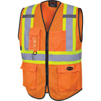 6958 Zipper Front Safety Vest, High Visibility Orange, Small, Polyester Superchem Industries