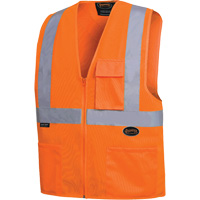 6962 Zipper Front Safety Vest with 2" Tape, High Visibility Orange, Medium, Polyester Superchem Industries