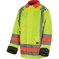 6040 Veste de contr&ocirc;le de la circulation pour l'hiver qu&eacute;b&eacute;cois, Polyester, Jaune lime haute visibilit&eacute;, T-petit Superchem Industries