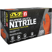Super Duty Disposable Gloves, 9/Medium, Nitrile, 8-mil, Powder-Free, Orange Superchem Industries