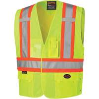 131 Safety Vest with Adjustable Sides, High Visibility Lime-Yellow, Large/X-Large, Polyester Superchem Industries