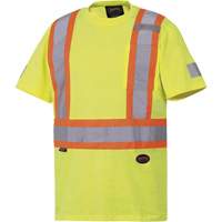 6980 Safety T-Shirt, Cotton, Small, High Visibility Lime-Yellow Superchem Industries