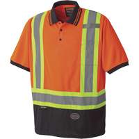 6986 Bird's-Eye Safety Polo Shirt, Polyester, Small, High Visibility Orange Superchem Industries