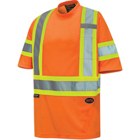 6970 Bird's-Eye Safety T-Shirt, Polyester, X-Small, High Visibility Orange Superchem Industries