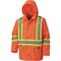 5575A 450D Waterproof Safety Jacket with Detachable Hood, Polyester, High Visibility Orange, Small Superchem Industries