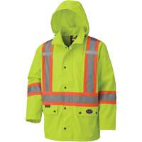 5585A 450D Waterproof Safety Jacket with Detachable Hood, Polyester, High Visibility Lime-Yellow, X-Small Superchem Industries