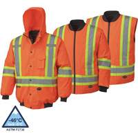 5022 Waterproof 7-in-1 Bomber Jacket, Polyester, High Visibility Orange, X-Small Superchem Industries