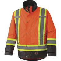 5400 300D Trilobal Ripstop Waterproof Safety Jacket, Polyester, Black/High Visibility Orange, 2X-Large Superchem Industries
