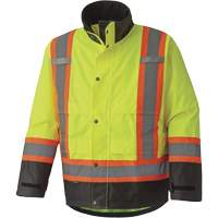 5401 300D Trilobal Ripstop Waterproof Safety Jacket, Polyester, Black/High Visibility Lime-Yellow, X-Small Superchem Industries