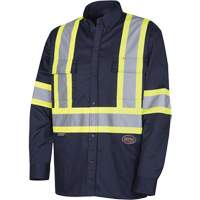 4414 Button-Down Work Shirt, Poly-Cotton, Small, Navy Blue Superchem Industries