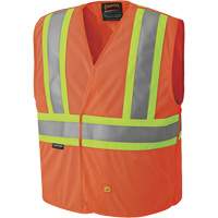 6914A Flame Resistant Safety Vest, High Visibility Orange, Medium/Small, Polyester Superchem Industries