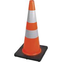 183 C&ocirc;ne de s&eacute;curit&eacute; flexible de premi&egrave;re qualit&eacute;, 28", Orange, Bande(s) r&eacute;fl&eacute;chissante(s) 4" & 6" Superchem Industries