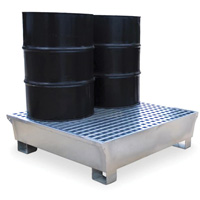 Ultra-Spill Pallet en acier, 4 barils, Capacit&eacute; de d&eacute;versement 68 gal. US, 49,1" x 47,1" x 10,9" Superchem Industries