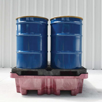 Palette de d&eacute;versement Ultra-Spill King, 4 barils, Capacit&eacute; de d&eacute;versement 85 gal. US, 51" x 51" x 17,5" Superchem Industries