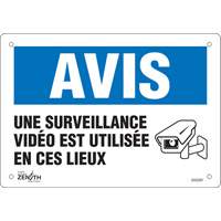 Enseigne  Surveillance vid&eacute;o , 7" x 10", Plastique, Français avec pictogramme Superchem Industries