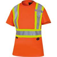 6948 Women's Bird's-Eye Safety T-Shirt, Polyester, X-Small, High Visibility Orange Superchem Industries
