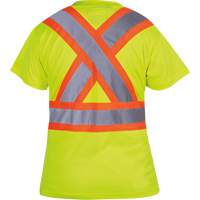 6949 Women's Bird's-Eye Safety T-Shirt, Polyester, X-Small, High Visibility Lime-Yellow Superchem Industries