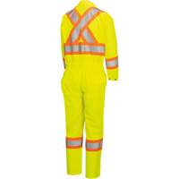 5999AW Women's High-Visibility Traffic Safety Coveralls, X-Small, High Visibility Lime-Yellow Superchem Industries