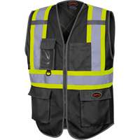 6959BK Tricot High-Visibility Safety Vest with Zipper Closure, Black, X-Small, Polyester Superchem Industries