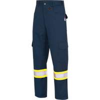7764 FR-Tech&reg; High Visibility 88/12 FR/Arc Rated Safety Cargo Pants, 30, x 32, Navy Blue Superchem Industries