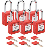 Velocity Lockout Padlocks, Red, Keyed Alike, Nylon, 1-1/2" Width Superchem Industries