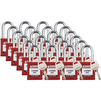 Velocity Lockout Padlocks, Red, Keyed Different, Nylon, 1-1/2" Width Superchem Industries