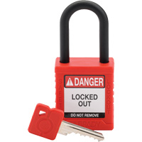 Velocity Safety Lockout Padlock, Red, Keyed Different, Nylon, 1-1/2" Width Superchem Industries