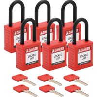 Velocity Lockout Padlocks, Red, Keyed Alike, Nylon, 1-1/2" Width Superchem Industries