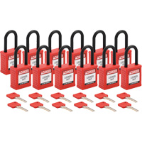 Velocity Lockout Padlocks, Red, Keyed Different, Nylon, 1-1/2" Width Superchem Industries