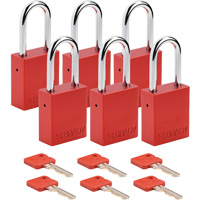 Velocity Lockout Padlocks, Red, Keyed Different, Aluminum, 1-1/2" Width Superchem Industries