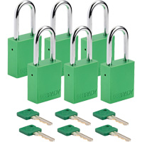 Velocity Lockout Padlocks, Green, Keyed Different, Aluminum, 1-1/2" Width Superchem Industries