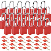 Velocity Lockout Padlocks, Red, Keyed Different, Aluminum, 1-1/2" Width Superchem Industries