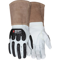 Leather Welding Work Gloves, Medium, Goatskin Palm, Gauntlet Cuff Superchem Industries