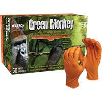 Green Monkey Disposable Gloves, Small, Nitrile, 6-mil, Powder-Free, Orange Superchem Industries