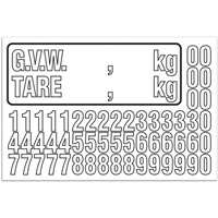 G.V.W. Truck Number Kit, Assorted Numbers/Letters/Punctuation, White Superchem Industries