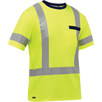 Bisley&reg; X-Back Short Sleeve Shirt, Poly-Cotton, Small, High Visibility Lime-Yellow Superchem Industries