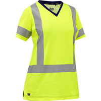 Bisley&reg; Women's X-Back Short Sleeve Shirt, Poly-Cotton, Small, High Visibility Lime-Yellow Superchem Industries