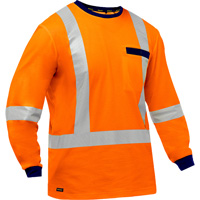 Bisley&reg; X-Back Long Sleeve Shirt, Poly-Cotton, Small, High Visibility Orange Superchem Industries