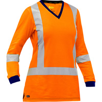 Bisley&reg; Women's X-Back Long Sleeve Shirt, Poly-Cotton, Small, High Visibility Orange Superchem Industries