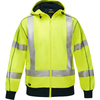 Bisley&reg; X-Back Full Zip Hooded Sweatshirt with Sherpa Lining, Small, High Visibility Lime-Yellow Superchem Industries