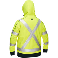 Coton ouat&eacute; doubl&eacute; de sherpa avec capuchon &agrave; fermeture &eacute;clair compl&egrave;te et X au dos Bisley pour femmes, Petit, Jaune lime haute visibilit&eacute; Superchem Industries