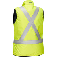 Veste bouffante, enveloppante et r&eacute;versible avec X au dos Bisley pour femmes, Jaune lime haute visibilit&eacute;, Petit, Polyester Superchem Industries